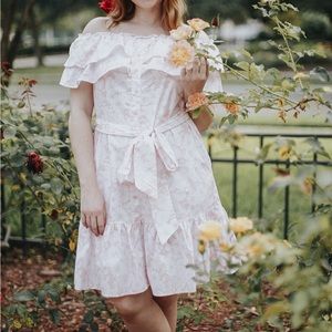 NWT Lisa Marie Fernandez Target Floral Print Off the Shoulder Pink Dress Size S